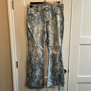 Celebrity Pink Floral Light Blue Women's Flare Jeans